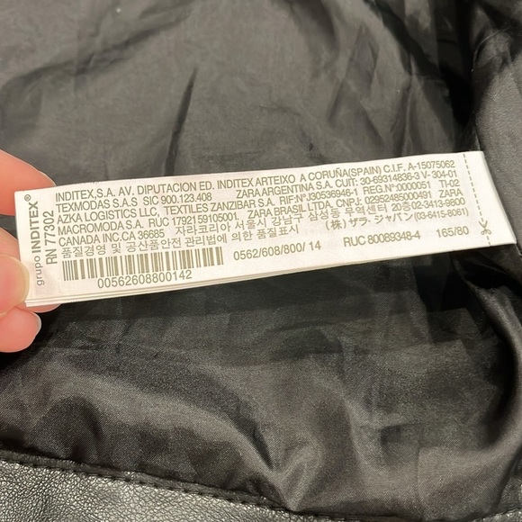 Zara Black Faux Leather‎ Moto Jacket Lapel Collar Zip Front Juniors 13/14 = SP - Picture 11 of 13